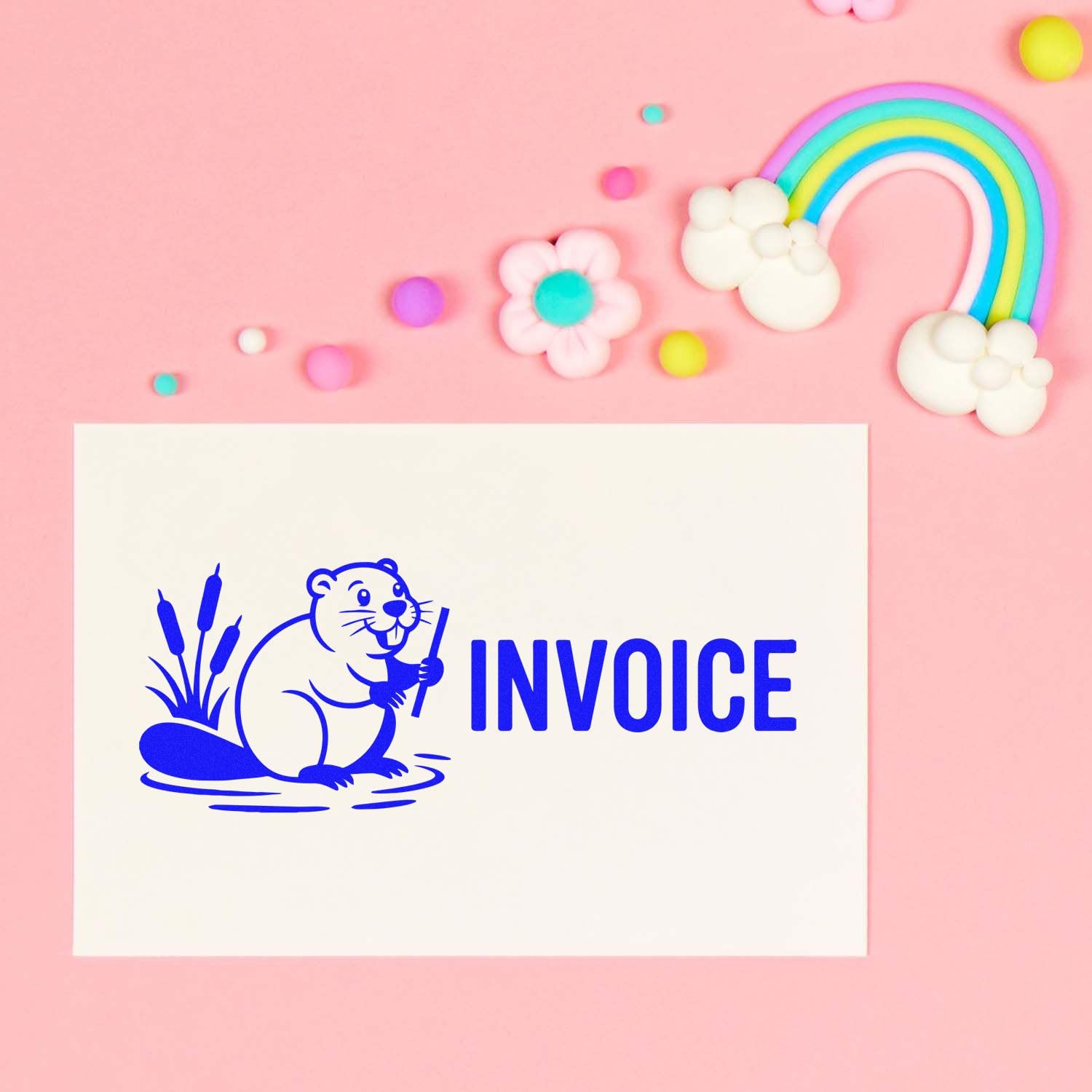 Rustic Foxy Parcel Badge Self-Inking Stamp for Etsy Shop Owners, Small Business Shipping Handmade Gifts; Fox Logo, Return Address, Kraft Mailer Branding: Small Slim Pre-inked 20124-Invoice