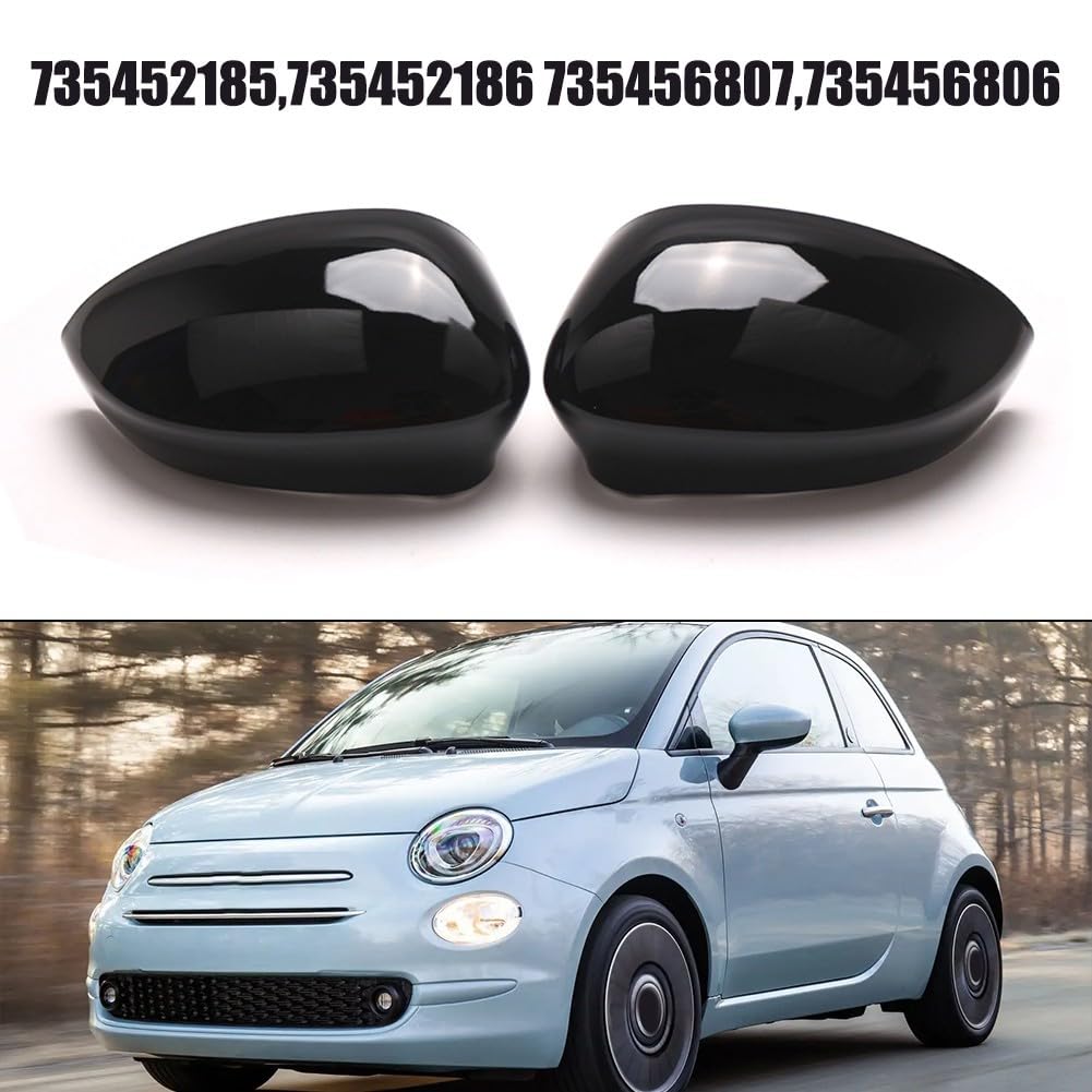 COPPIA CALOTTE SPECCHIETTI ANTERIORI PER FIAT 500 SERIE 2007 2023 E GRANDE PUNTO 2005 2018 EDIZIONE CON NUMERI DI RIFERIMENTO OEM