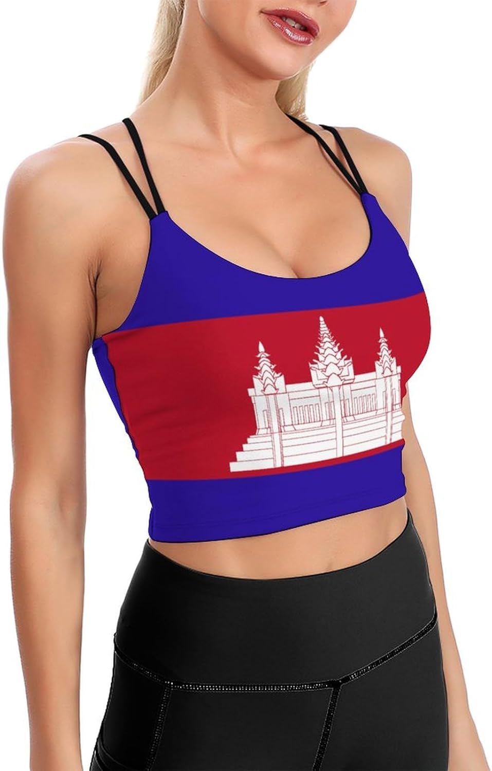 Adugen Origei Women Fitness Workout Running Shirts Dominican Flag Yoga Tank Top