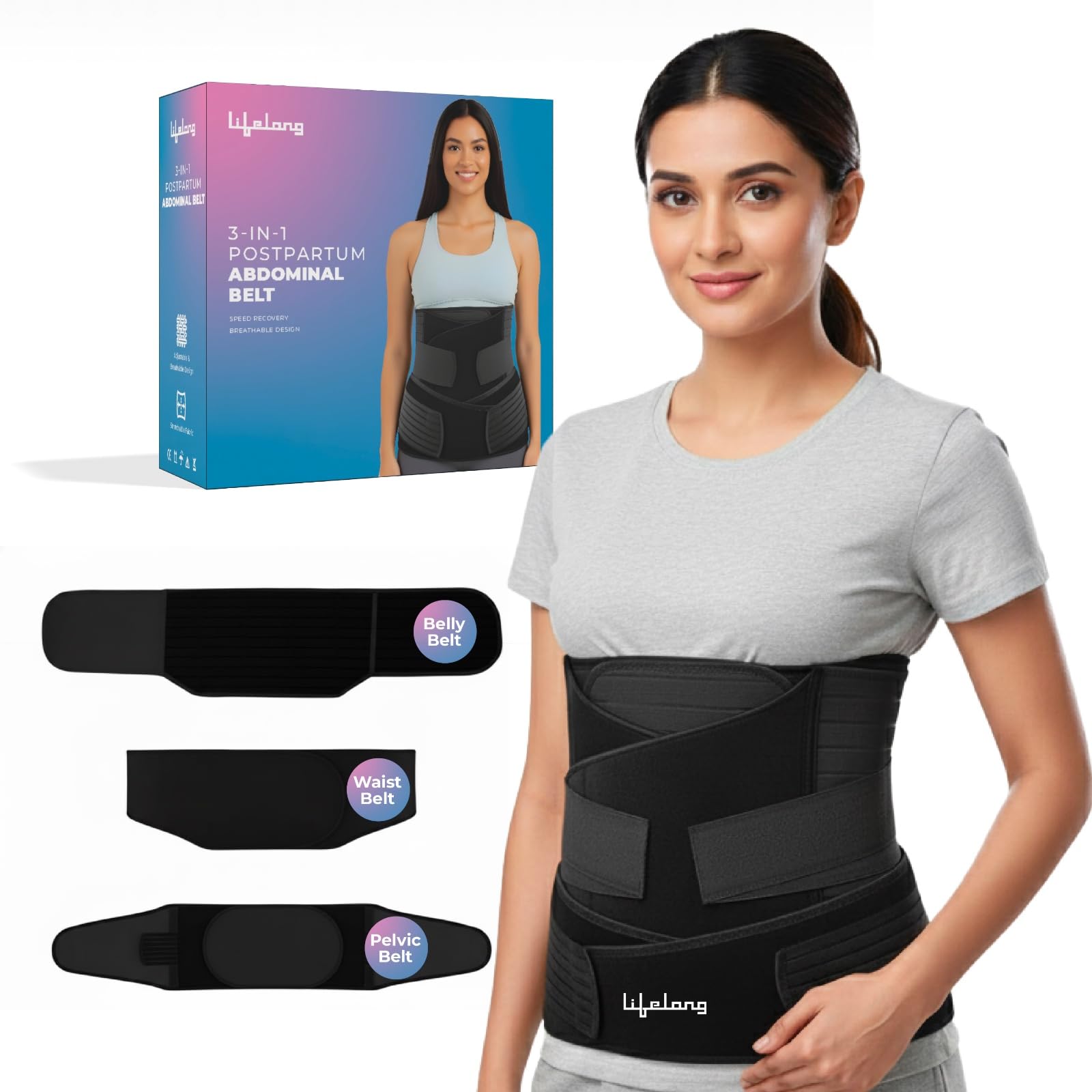 Lifelong Abdominal Belt | Post Pregnancy & Maternity Belt for New Moms | Postpartum Support, Waist & Tummy Recovery, C-Section Adjustable Comfort Belt | Belt for Waist, Pelvis & Tummy Support-image-38