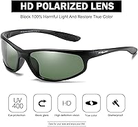 Vista 32 de Gafas de sol deportivas polarizadas para hombres, ciclismo, conducción, pesca, protección UV400 Marco negro mate A2/lente gris