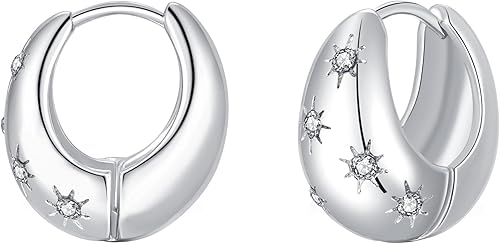 ZRU Aretes de aro gruesos de oro para mujer, pequeños, hipoalergénicos, gruesos, chapados en oro de 18 quilates, ligeros, de moda, joyería de moda