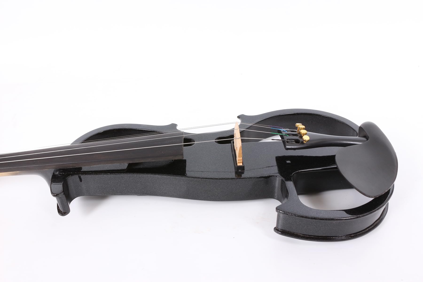 Yinfente 16 Zoll Elektrische Viola aus Massivholz mit Ebenholz Viola Griffbrett, Kinn, Viola Pins, Viola-Schleife, Schwarz Silent Voila für Profis oder Anfänger für
