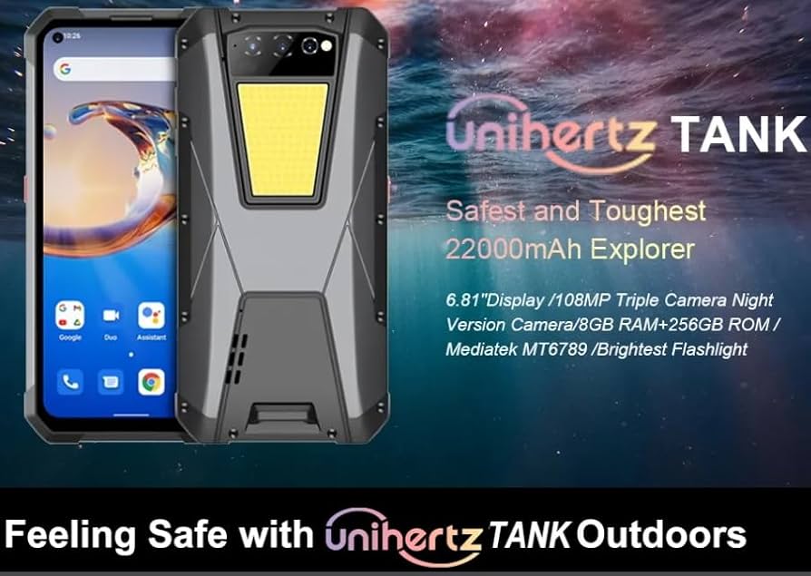 Unihertz 耐衝撃スマートフォン 超巨大22000mAh電池搭載スマホ「Unihertz Tank」発表！66W急速