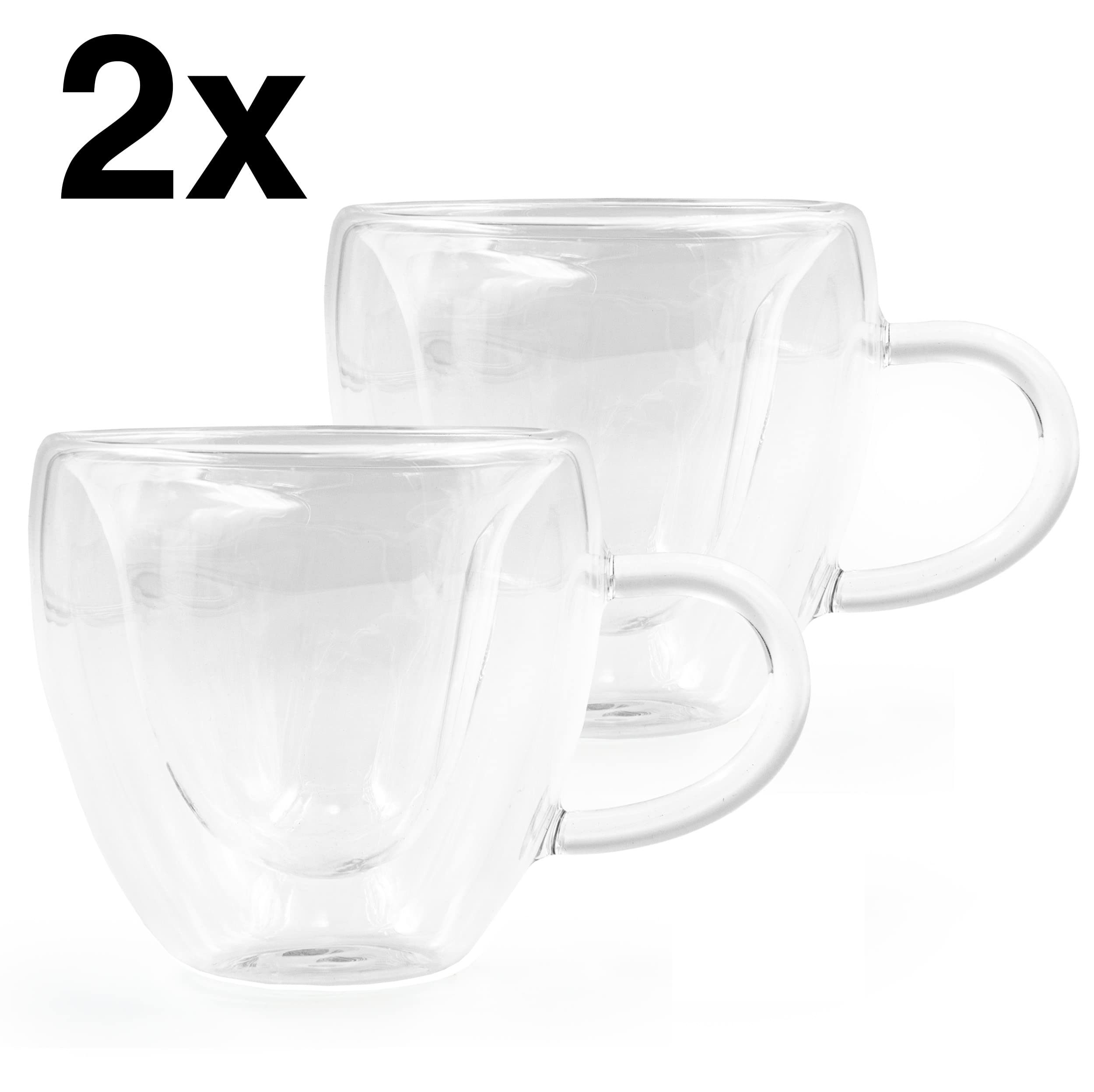Blümelhuber Set of 2 Glass Cups Double-Walled Glasses in Heart Shape, Tea Cup Office, Cappuccino Cups, Coffee Glass - Image 2