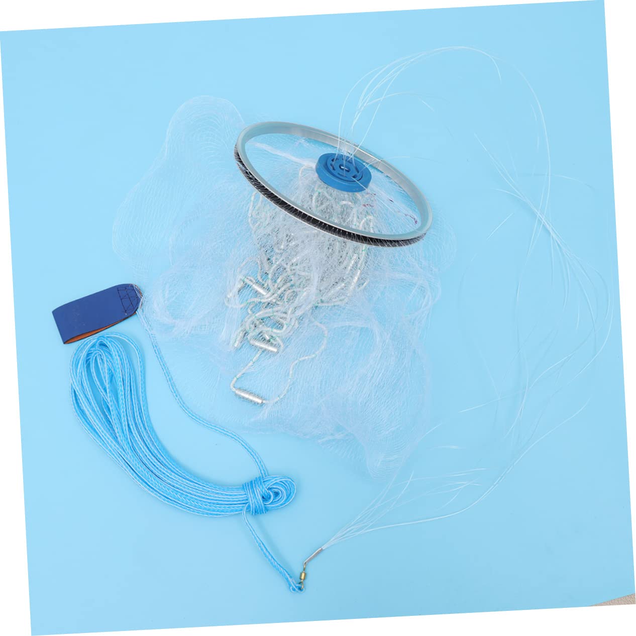 BESPORTBLE guadino da pesca portatile fishing net rete trappola a maglie lancio pieghevole dell'esca Blue