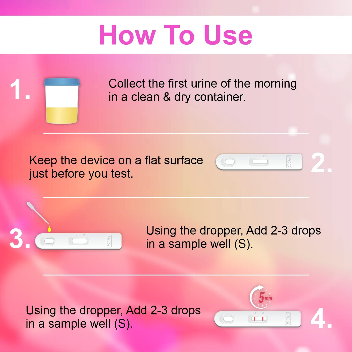 Clear & Sure One Step Urine HCG Pregnancy Test Kit Pack of 5 1