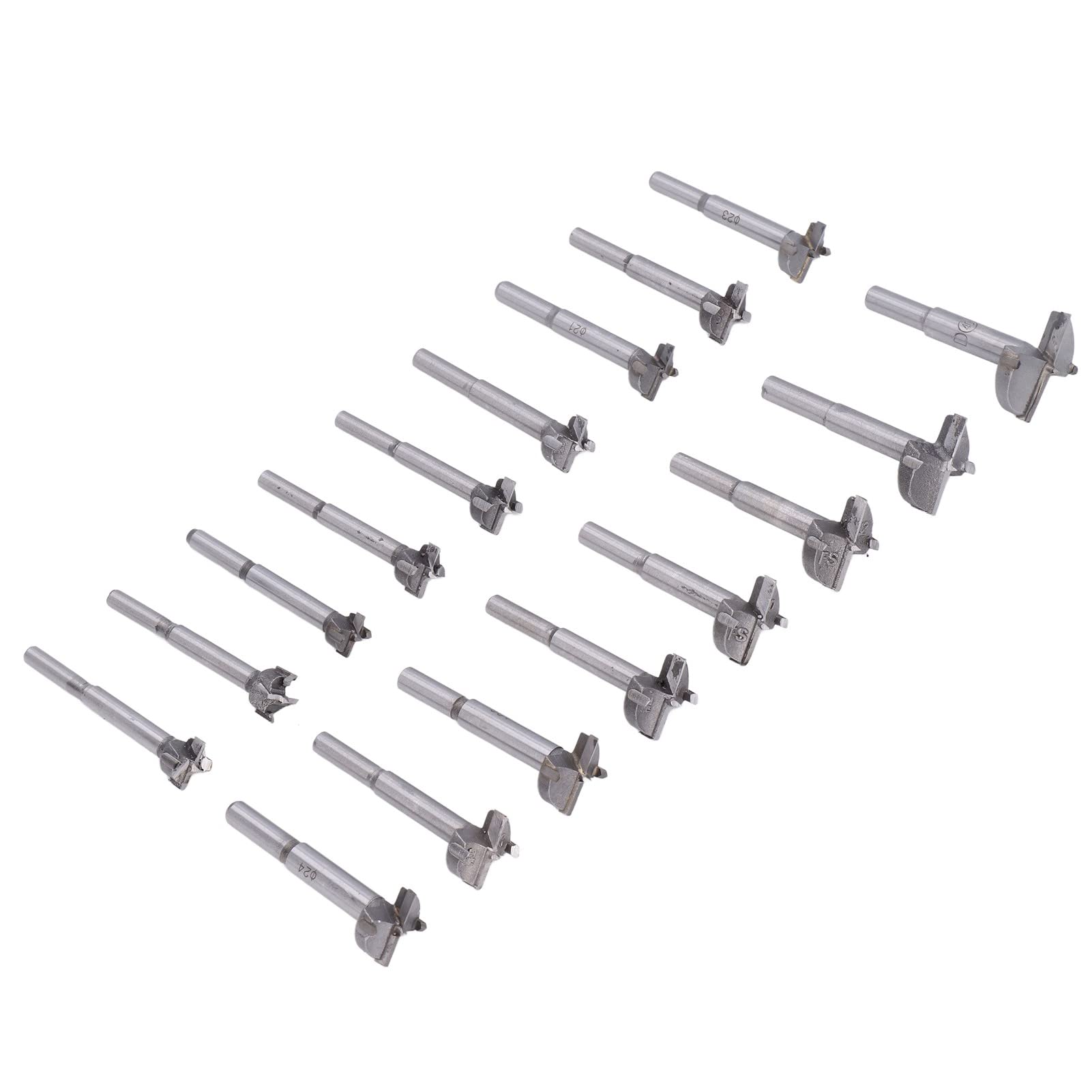 Juego de brocas Forstner de acero al carbono, 17 piezas, brocas para cortar madera con punta centradora y diseño de ala en X, de 15 mm a 40 mm para carpintería, compatible con