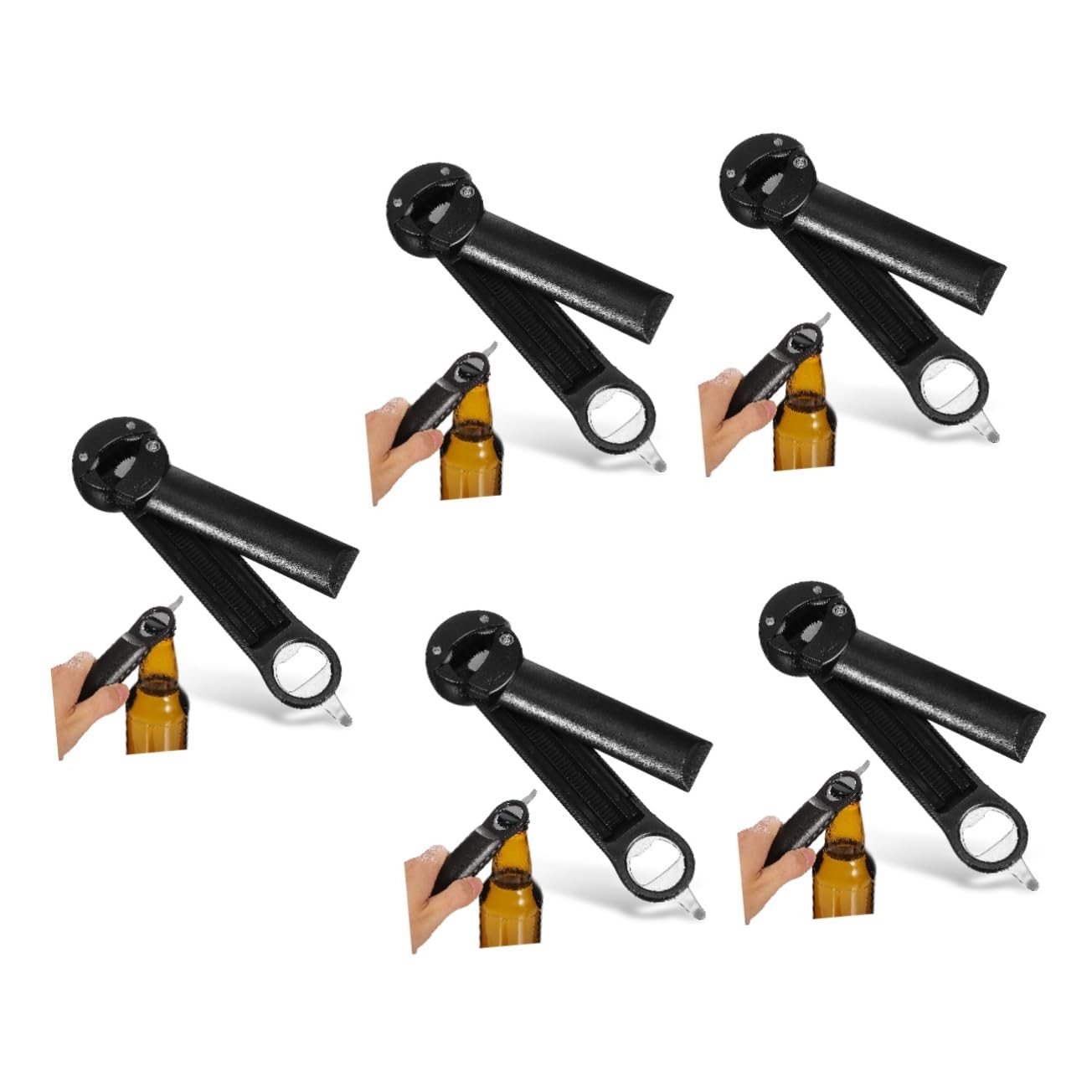 ULTECHNOVO 5piezas Abridor De Tarros Retráctil Inoxidable Abrebotellas Multifuncional Para Cocina Diseño y Antideslizante Para Botellas y Latas