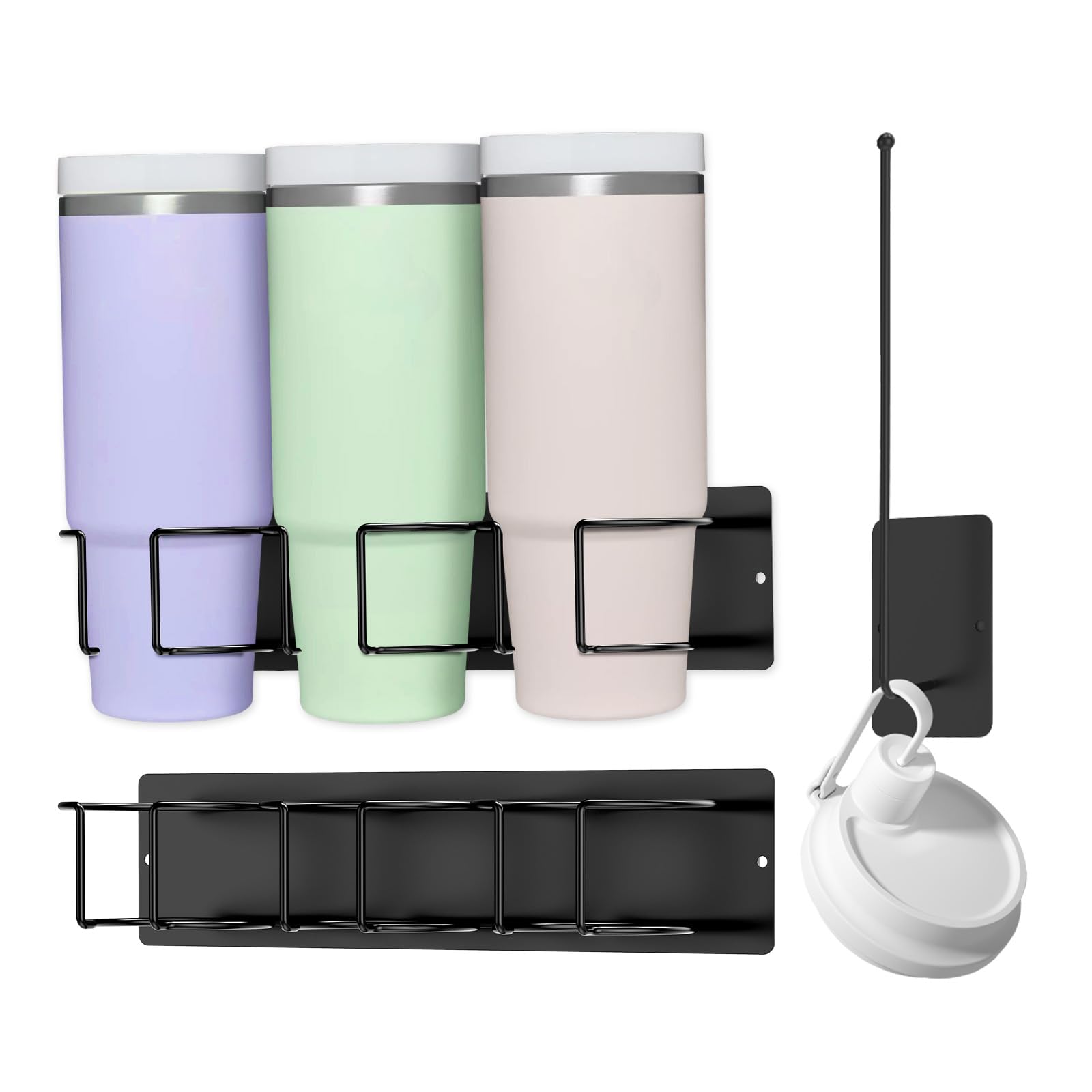 Adjustable Carbon Steel Magnetic Cup Holder Space Saving Refrigerator Tumbler Rack with Lid Organizer for Kitchen Fridge