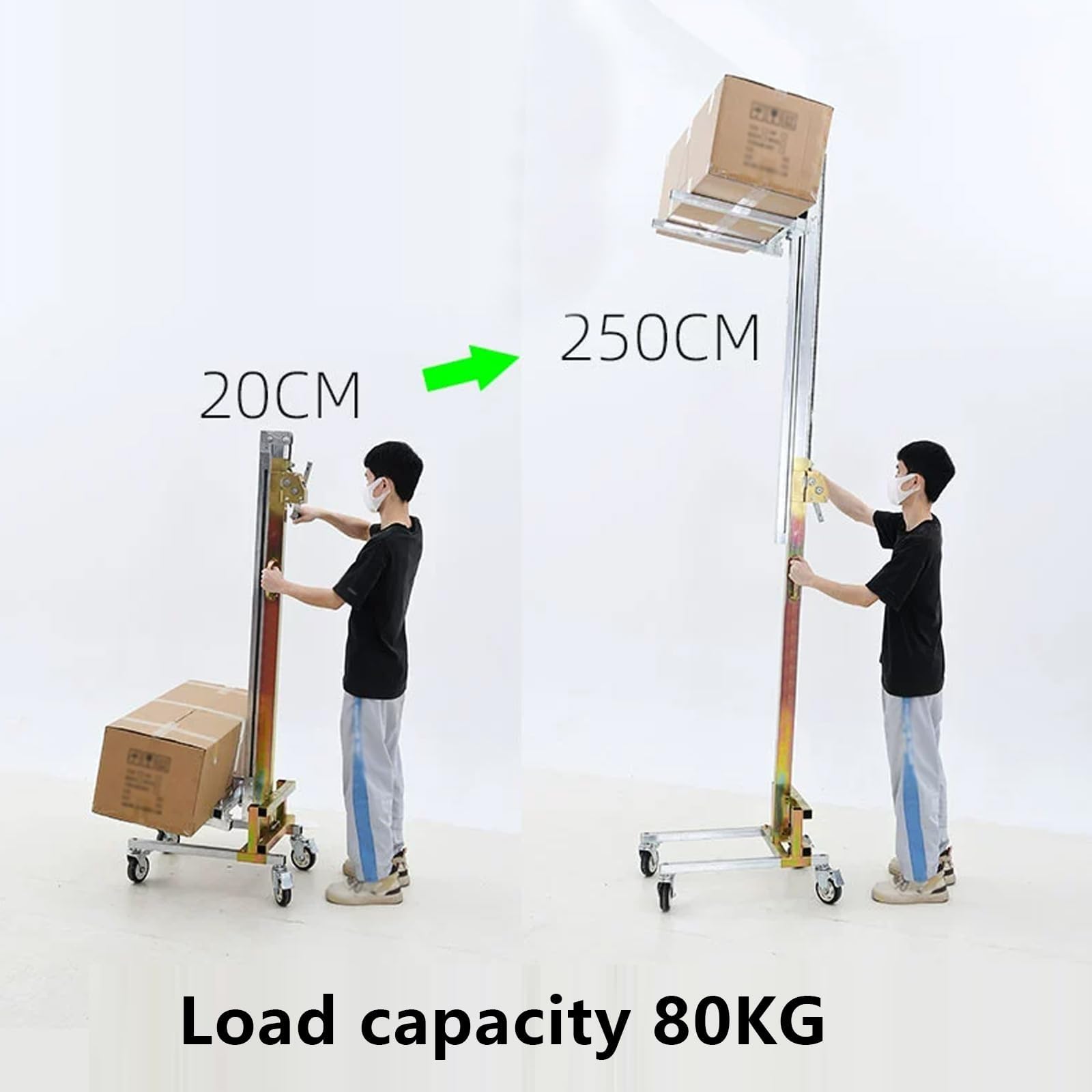 Impilatore di pallet manuale per impieghi gravosi, forcelle e altezza regolabili, sollevatore mobile per armadietti per magazzini, fabbriche e costruzioni, ideale per la movimentazione dei materiali