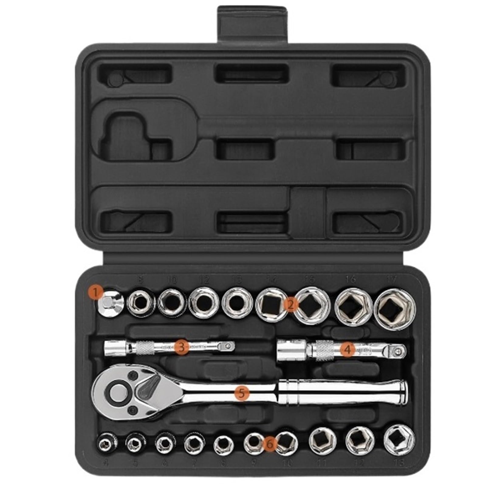 ZGUOUZANTYE Ratcheting Wrench Set, 46/22pc 1/4" & 3/8" Drive Socket Set Heavy Duty for Ratchet Wrench Kit Professional Mechanic Tool for Auto & Home Repair(22pcs)