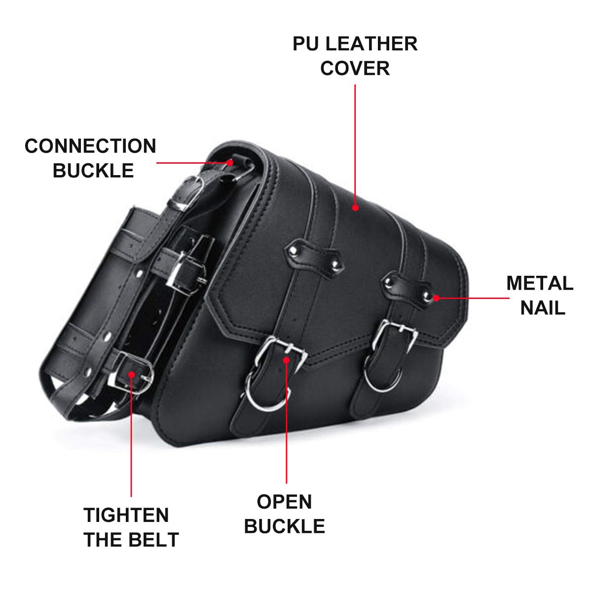 Riloer Bagage latéral pour moto - Rétro modifié - Sac latéral rétro à suspendre - Avec sac pour bouteille d'eau (gauche)