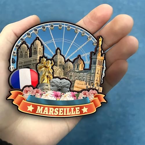 Miniatura 4 de Imán de nevera de Marsella Francia Colección de Madera 3D Madera Hecho a Mano Viajes Ciudad Recuerdos Refrigerador Imán Decoración del Hogar Regalo