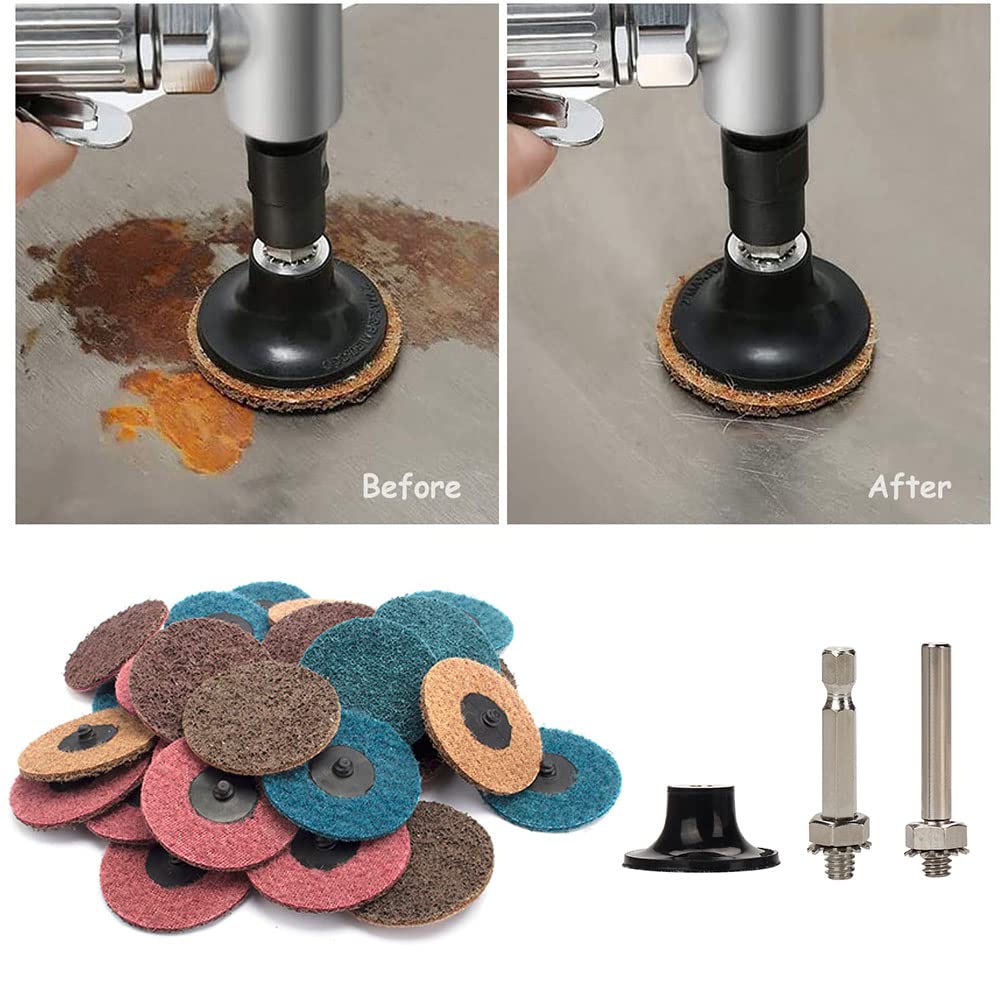 Tarcza szlifierska Roll & Lock, koła szlifierskie do szybkiej wymiany 7,5 cm, szlifierki matrycowej do usuwania rdzy, gruboziarniste/średni/drobna, 25 sztuk z uchwytem 1/4 cala