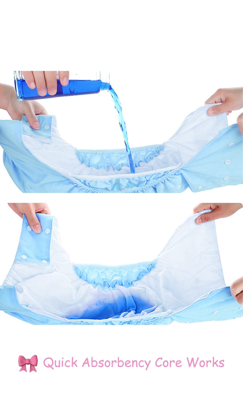 CutiePlusU Pannolino di stoffa per adulti Lavabile Tasca per adulti Copri pannolino Regolabile Riutilizzabile Traspirante Senza perdite - Blu