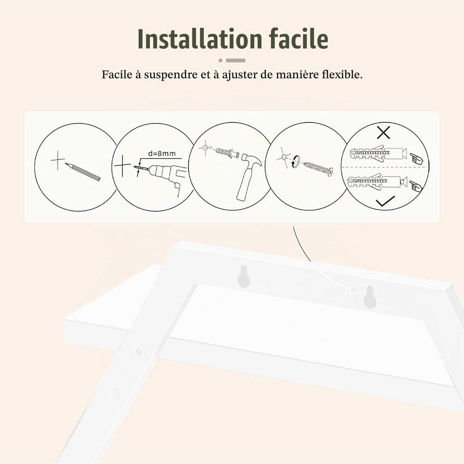 2 Pièces Étagère Murale,Étagères murales en Bois,DIY Déco Tablette Flottante,Etagere Flottante de Rangement pour Maison,Salon,Chambre à Coucher,Bureau,Salle de Bain,Cuisine (Blanc)