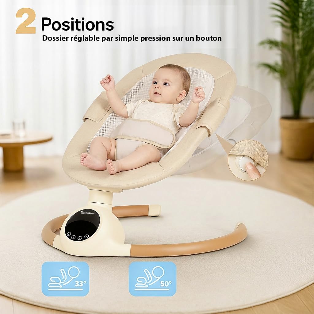 BEBE2LUXE Alpha : Balancelle bebe/Transat bebe électrique (Beige)