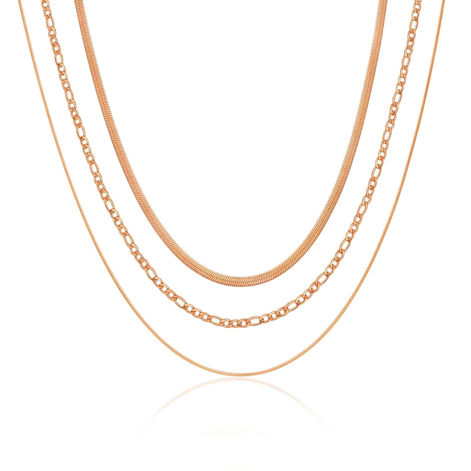 vama FASHIONS Trendy & Fashionable Herringbone Figaro & Snake Neck Chains Western Necklace Chains for Women & Girls-picture-2
