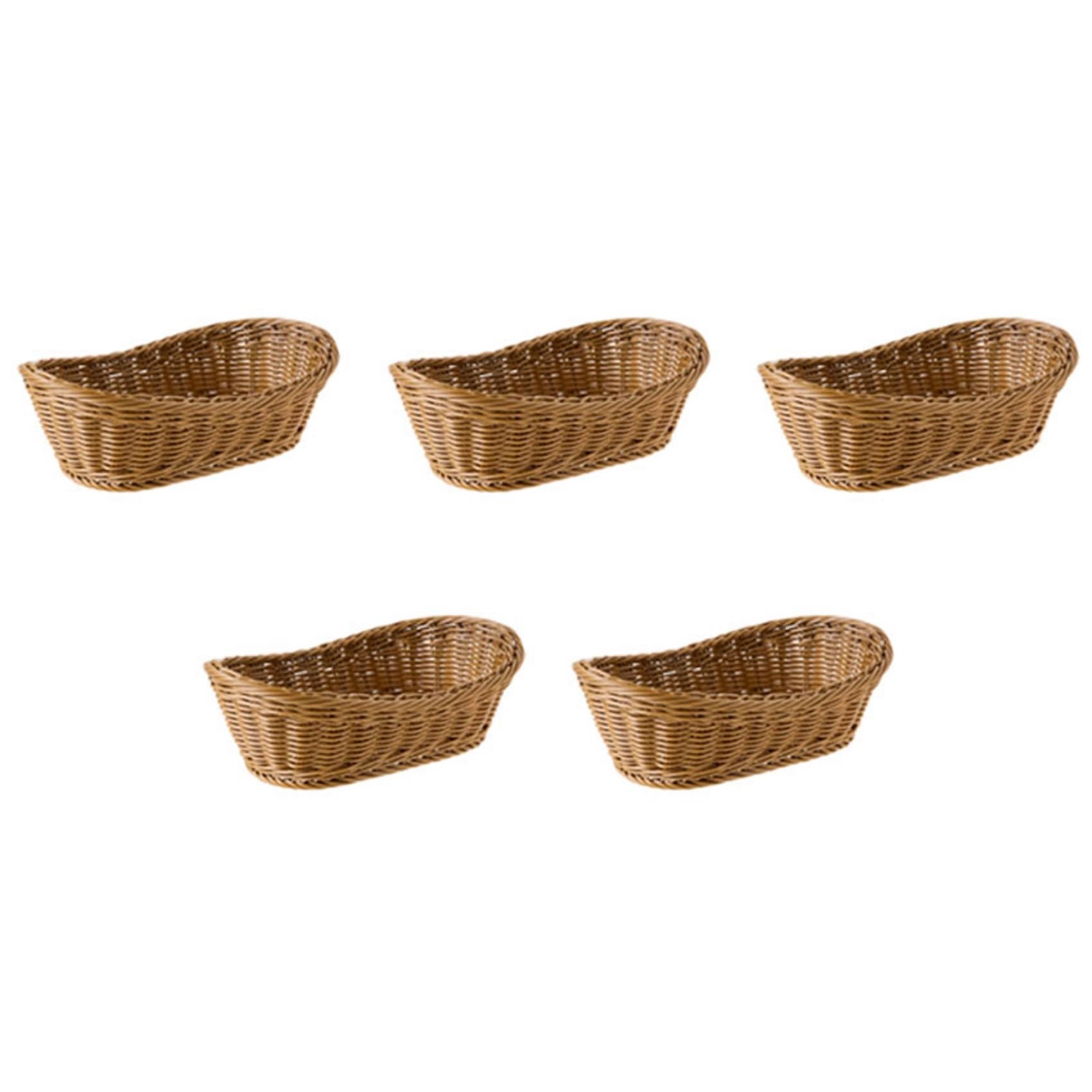 Hndhbfgrt 5X Oval Wicker Woven Bread Basket, 10.2Inch Storage Basket for Food Fruit Cosmetic Storage Tabletop and Bathroom