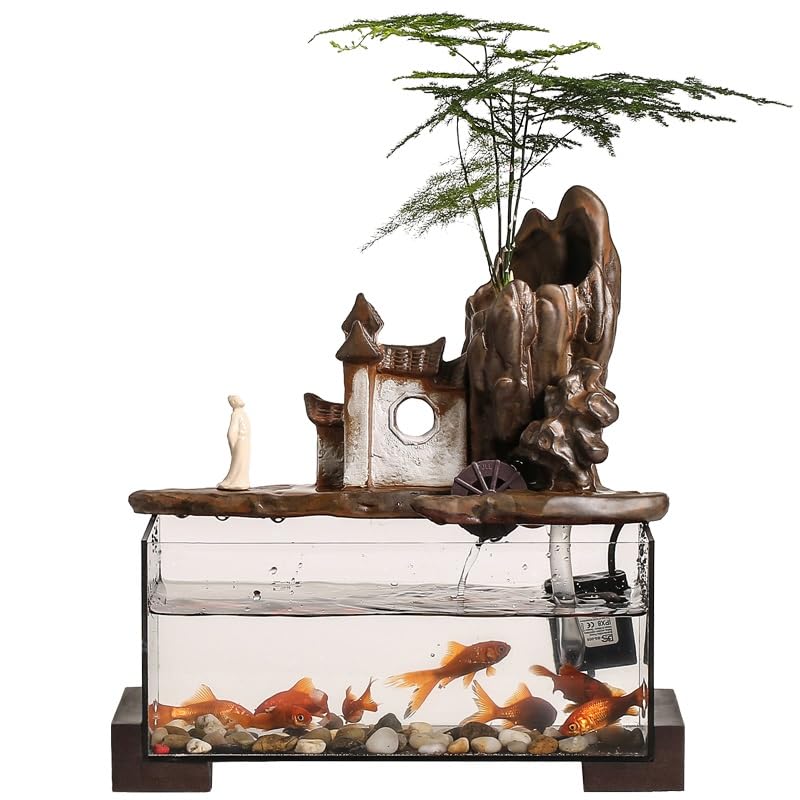 Fuente Decorativa de jardín, Fuente de Agua con Cascada, de cerámica, Feng Shui Zen, decoración para salón, Dormitorio, Oficina