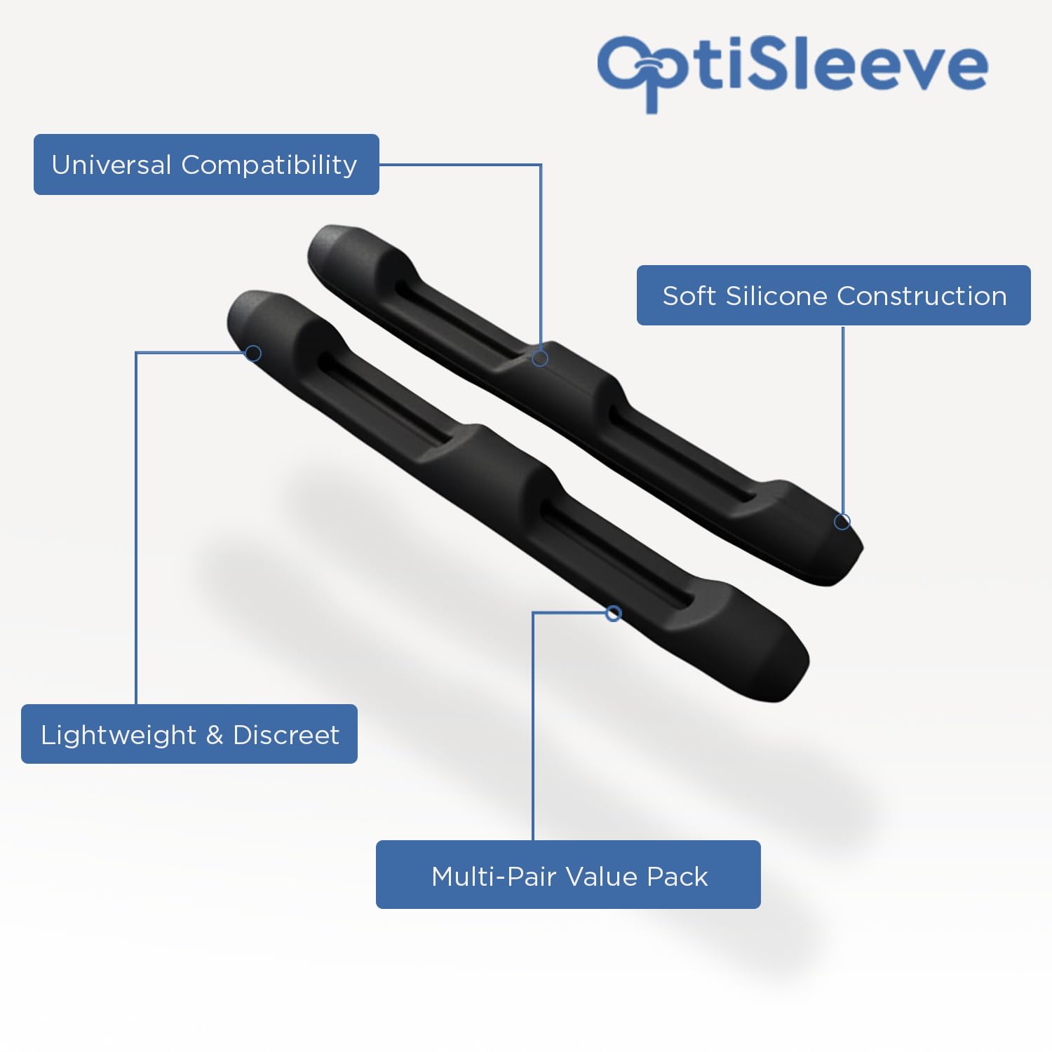 OptiSleeve Silikon-Brillen-Ohrgreifer - 4 Paar Anti-Rutsch-Brillen-Ohrgriffe für Komfort - rutschfeste Brillenohrbügel - Hypoallergene, weiche Silikonhüllen für Brillen & Sonnenbrillen (klar)
