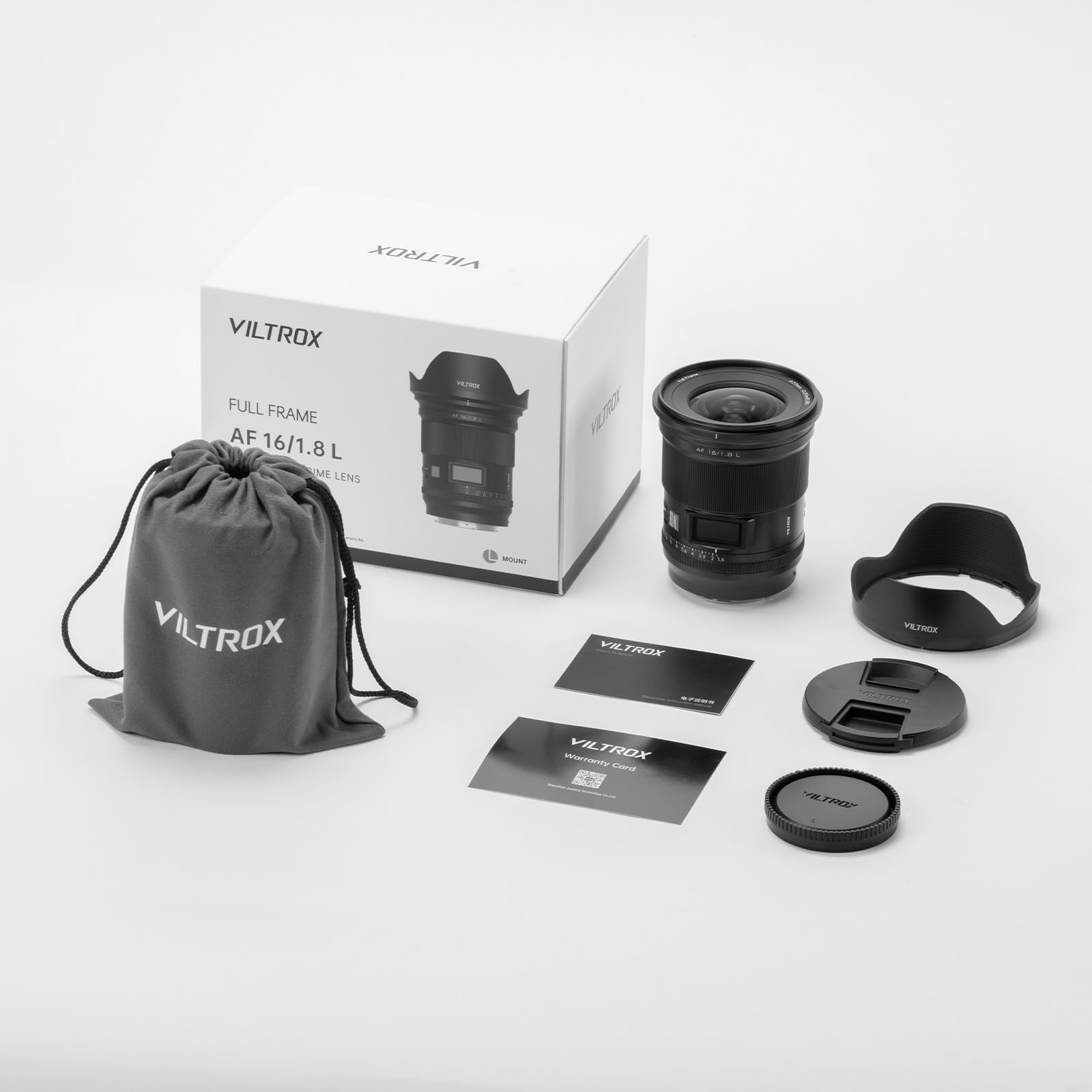 VILTROX AF 16 mm F1.8 Full Format L Mount, livello professionale, grandangolo, autofocus digitale DF, obiettivo fotocamera con schermo LCD, pulsante regolabile AF/MF interruttore per fotocamere a L