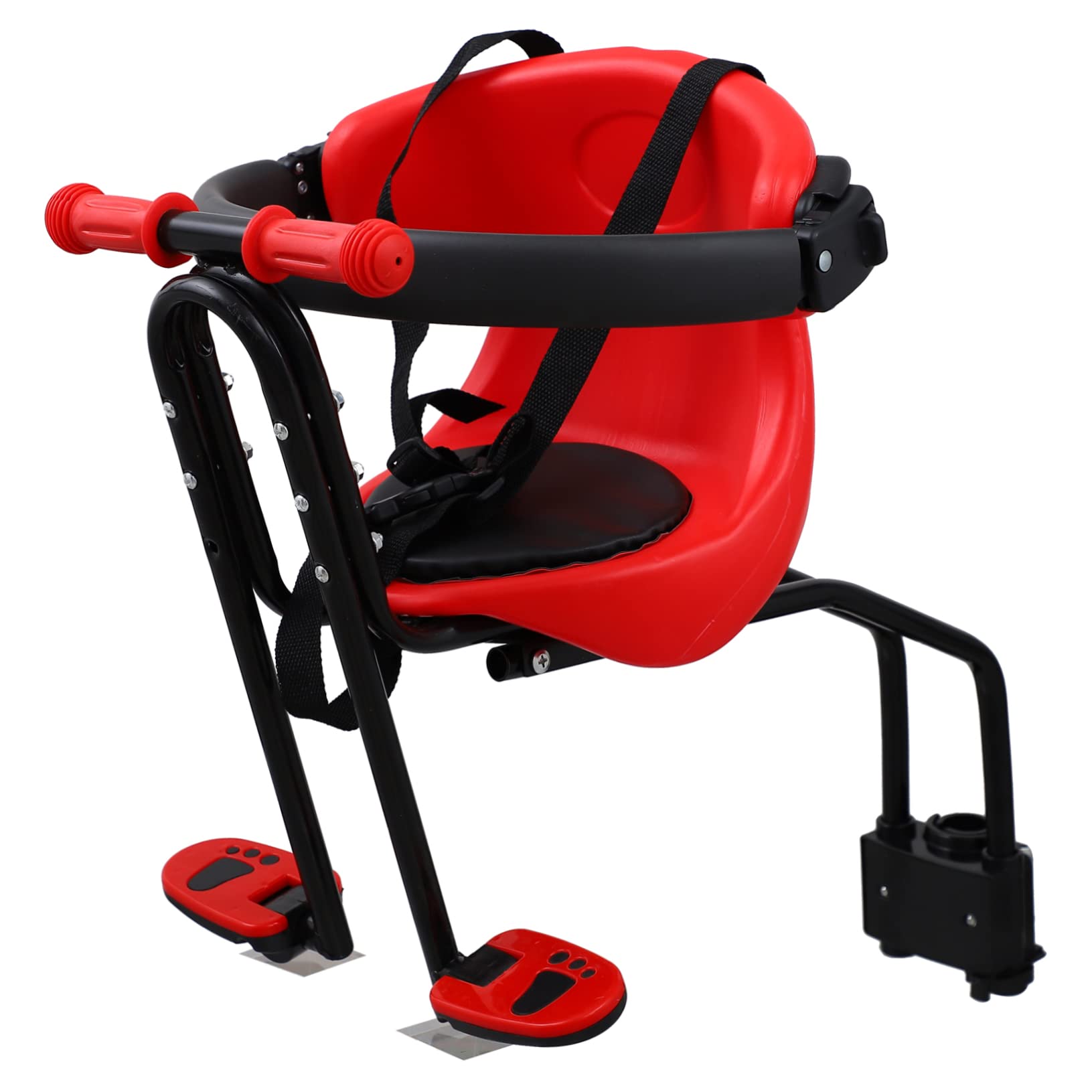 Gogogmee 1Pc Front Mounted Bike Seat with Safety Belt Durable and Comfortable Carrier for Boy Girl Easy Detachable Design for Family Rides Suitable