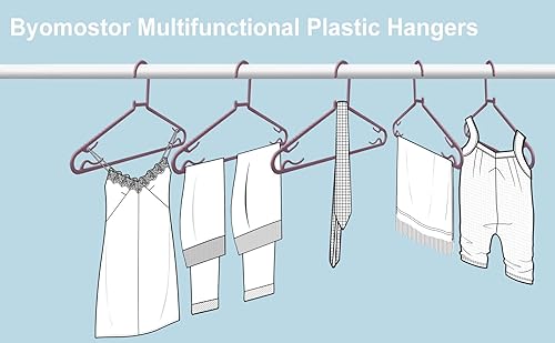 Miniatura 5 de Perchas de plástico, paquete de 50 perchas ligeras y duraderas con ganchos, tamaño estándar, en forma de G y antideslizantes, para uso diario