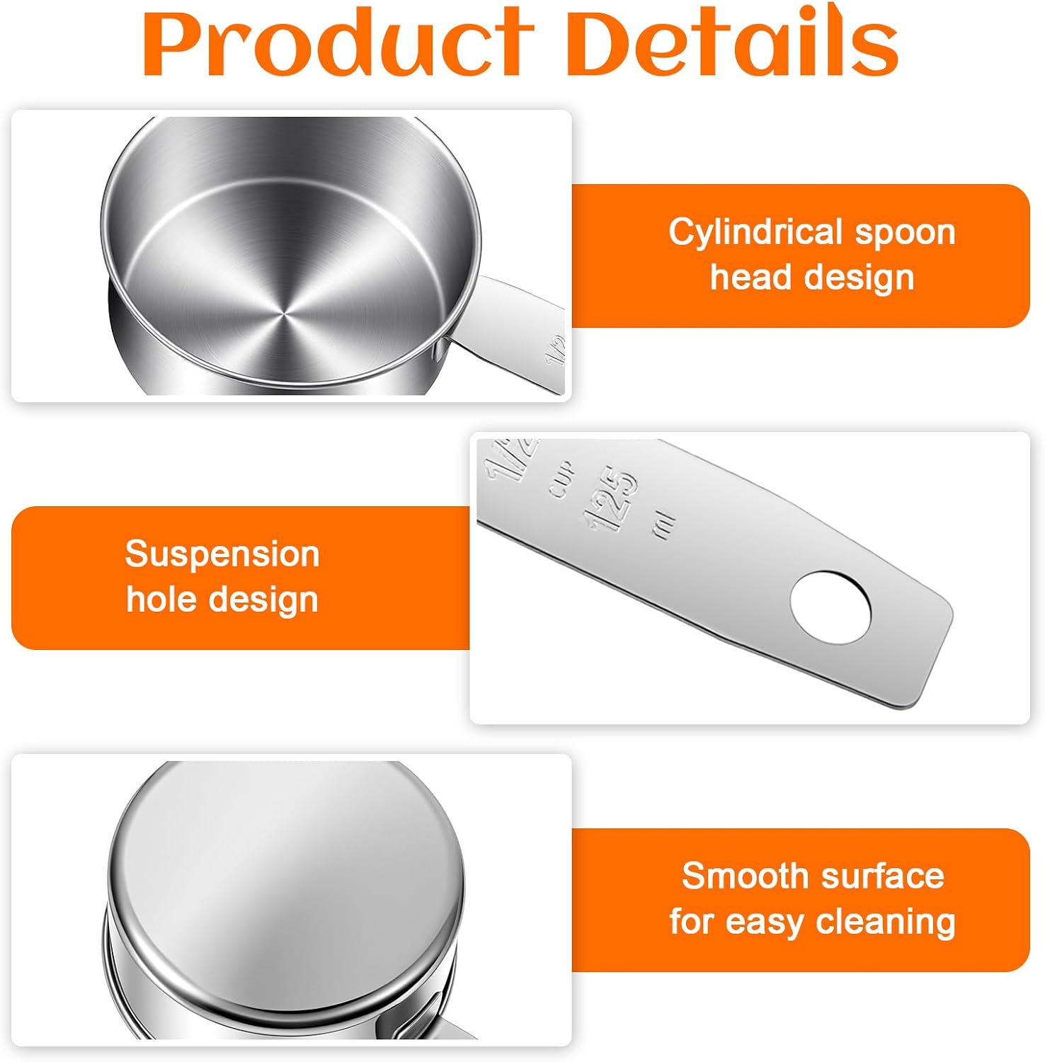 2 Pack Dog Food Scoop 1/2 Cup, Stainless Steel Pet Food Measuring Cup with Markings, Durable Metal Half Cups Scoop for Dogs, Cats, Kibble