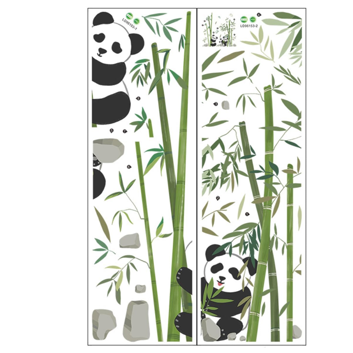 Amosfun 3 Pz Adesivi Murali Panda Arredamento Per La Casa Decalcomanie Per Stanza Dei Bambini Decalcomanie Floreali Per Armadietto Da Muro Di Animali Adesivo Sfondo Muro Pvc