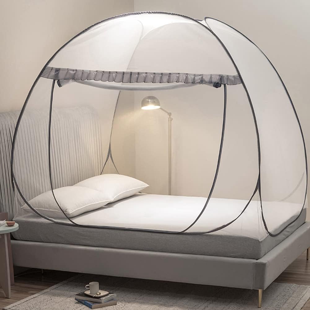 Pop Up Mosquito Net for Bed, Portable Camping Travel Mosquito Netting Bed Tent, Canoy Bed Tent Suit for Twin Full Queen King Size Bed, Mosquito Net Tent for Kids Girls Boys Bedroom