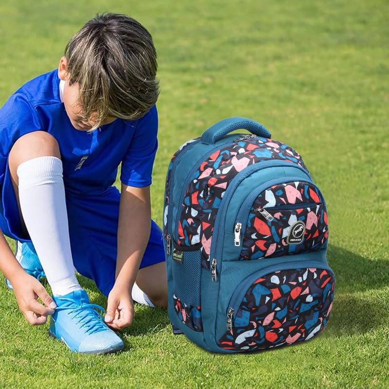 Image of Chris & Kate Premium 32 L Multi-Print School Bag for Boys Girls and Kids Spacious Interiors Casual Backpack Perfect for School, College, Everyday Use Includes Free Stationery Pouch and Rain Dust Cover