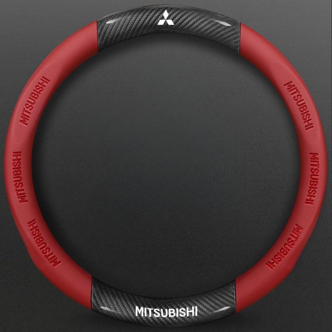 Microfiber Leather Car Steering Wheel Cover,for Fit Four Seasons,Breathable Anti-Slip Protector,for Mitsubishi Xforce 2023-2025,Red