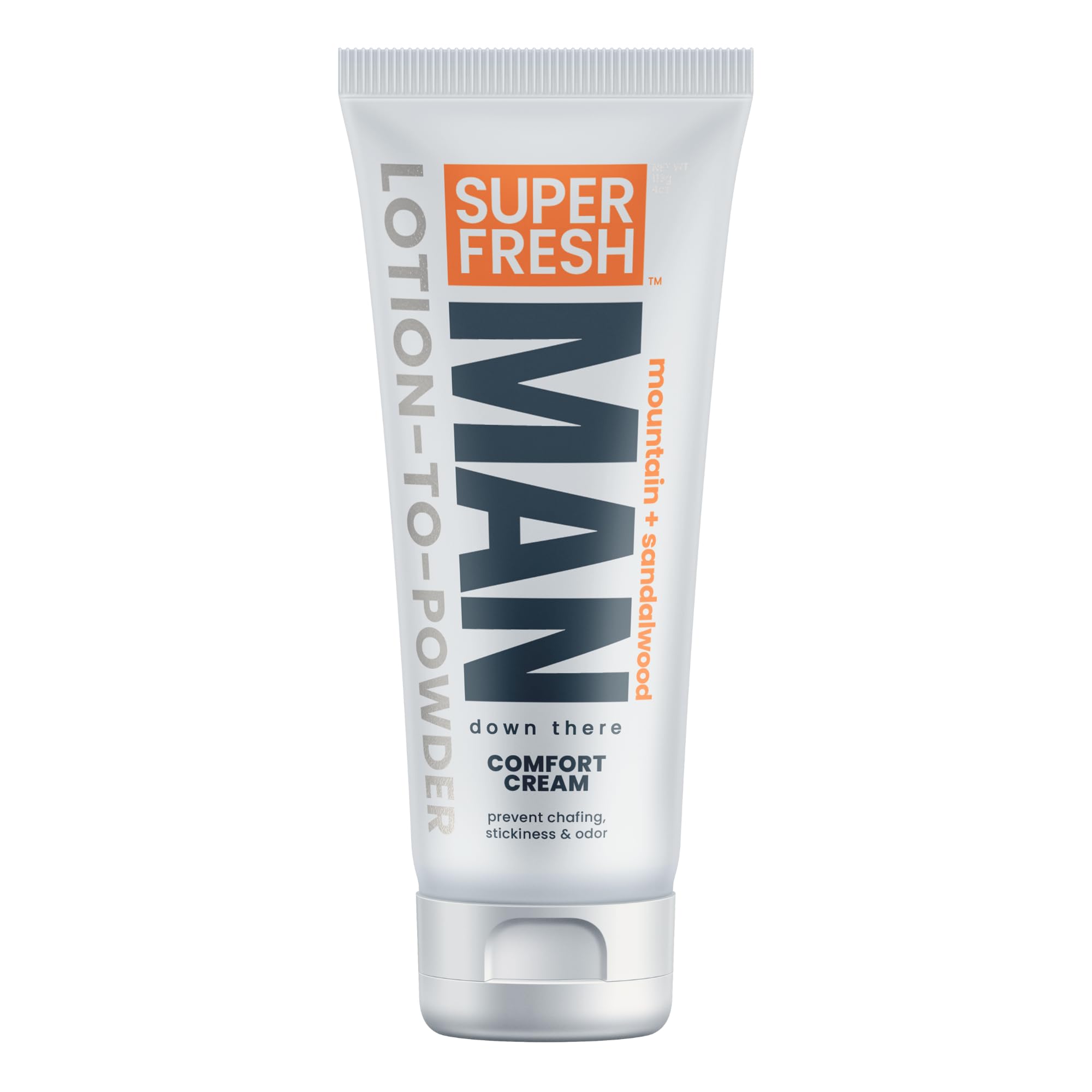 Super Fresh Ball Deodorant Powder Lotion Comfort Cream for Man Parts Groin Butt and Body Hygiene Controls Odor Stops Chafing and Itch Absorbs Sweat Aluminum Free Formula in 4 oz Tube