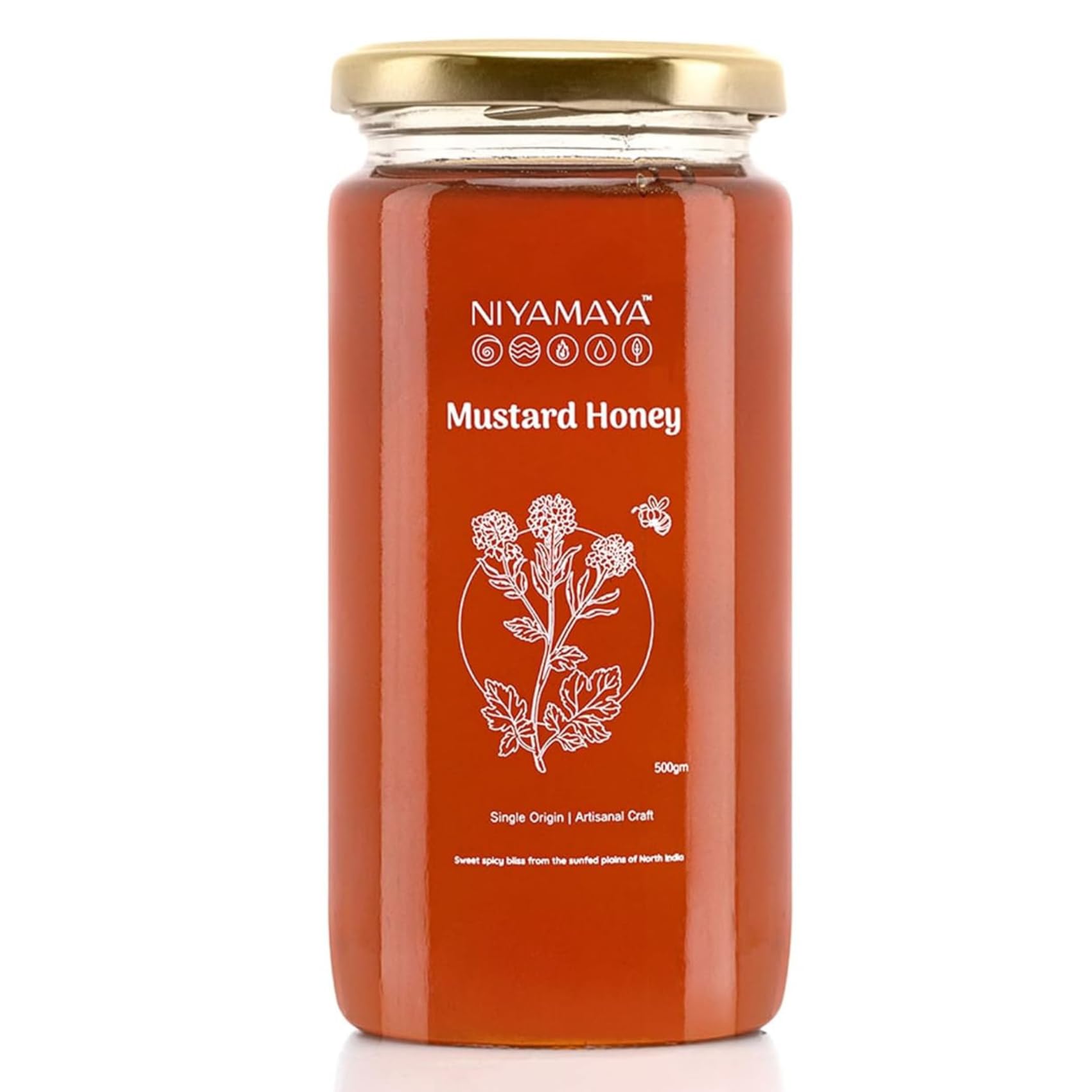 NIYAMAYA Mustard Honey 500 gm Jar | 100% Pure Honey | Unprocessed Natural Mustard Shahad | No Sugar No Adulteration