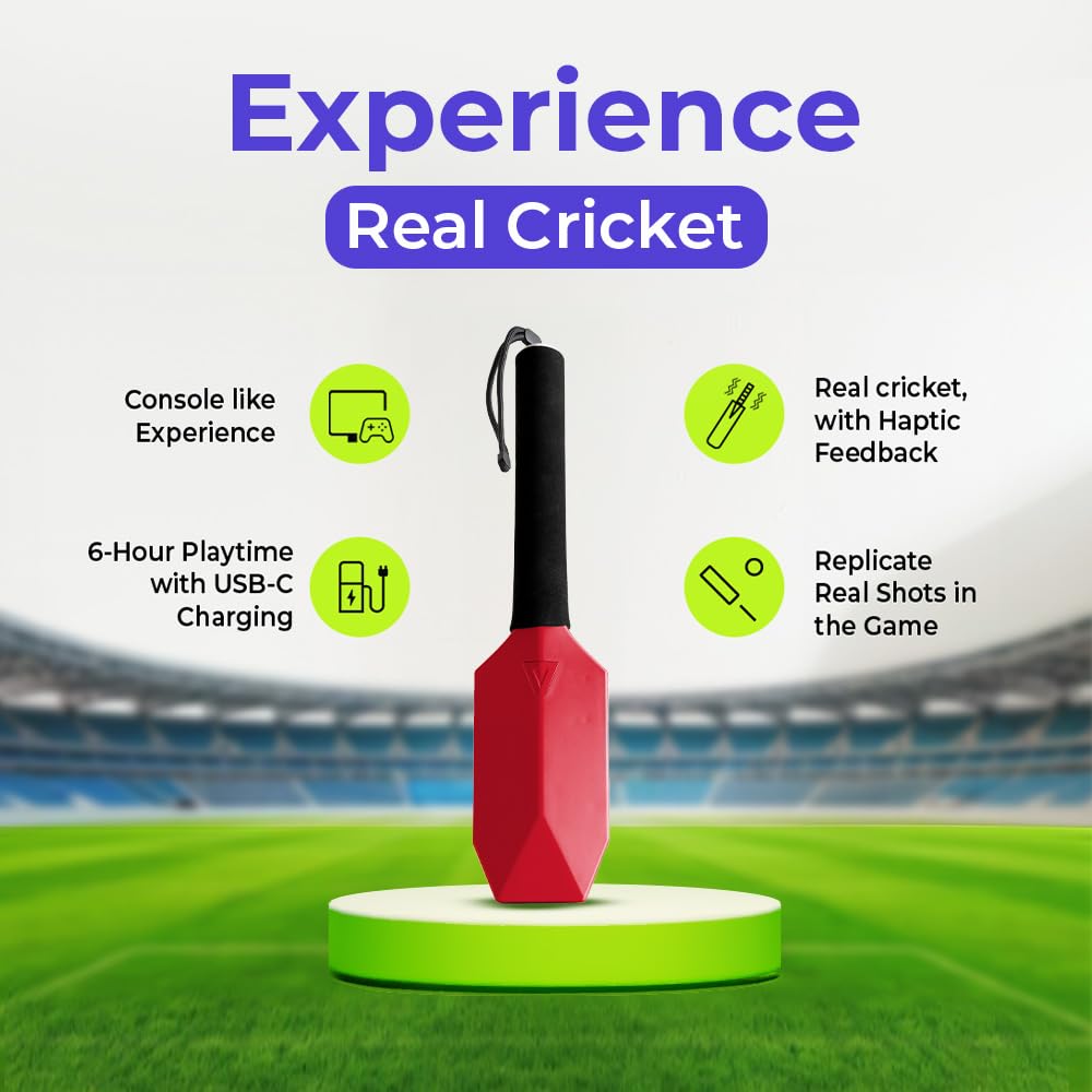 MetaShot GO Smart Cricket Bat Game RED | Motion Sensor Cricket Bat for TV & Mobile | Indoor Cricket Gaming Controller | Multiplayer Cricket Game — Amazon image 8