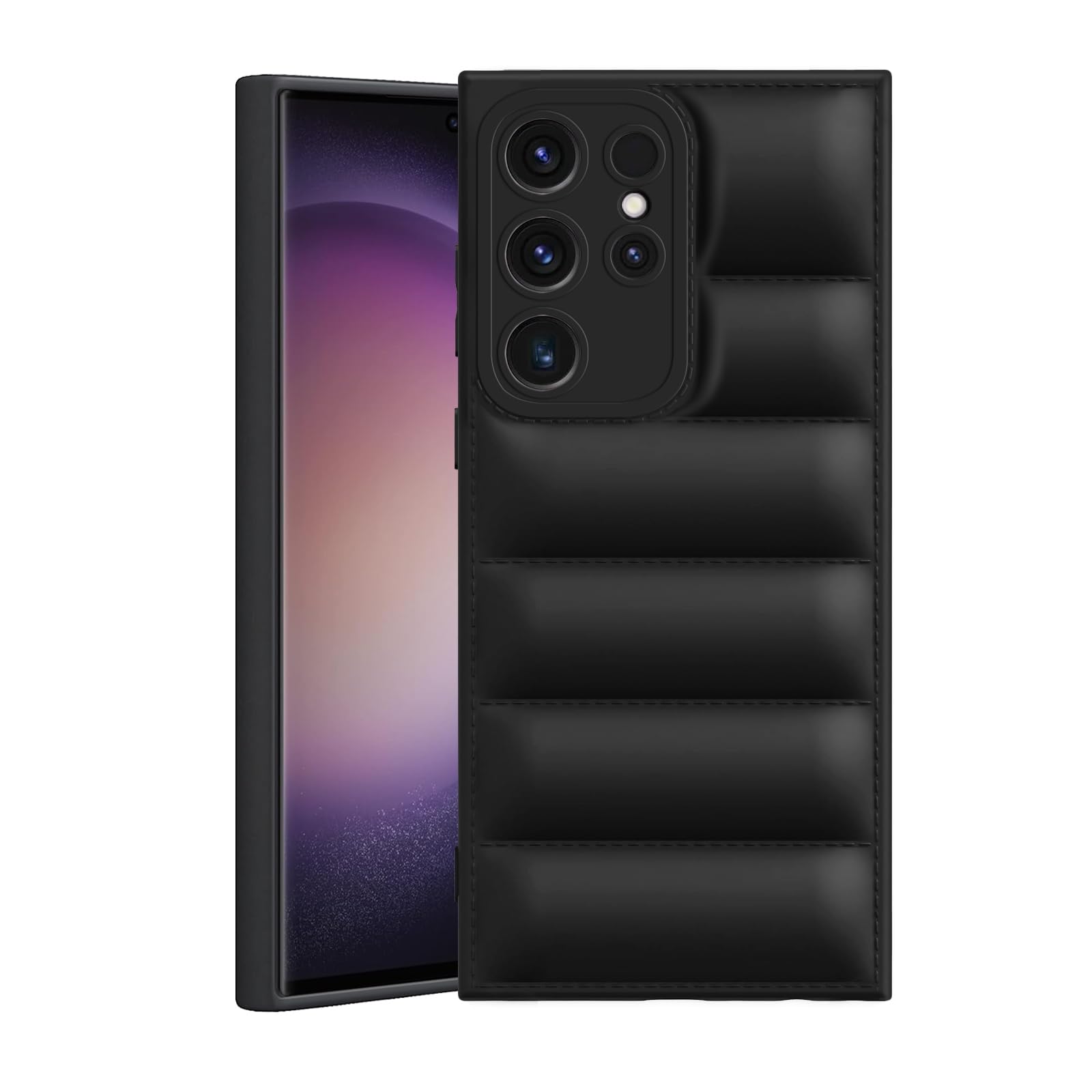 Plus Puffer Case Camera Protection Soft Back Cover for Samsung Galaxy S23 Ultra - Black (B0CQG63DRT) Amazon Price History, Amazon Price Tracker