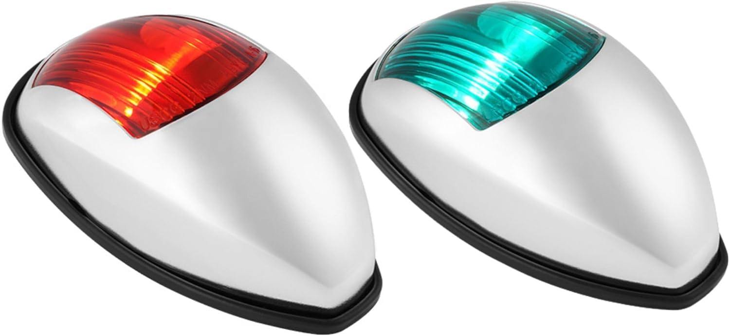 SEAFLO 03 Series Red & Green Vertical Mount LED Navigation Lights - 10-30V, 2W, 2NM Visibility, USCG Approved for Boats Up to 65 FT, CE & RoHS Certified, Black, 4-Year Warranty(Starboard and Port)