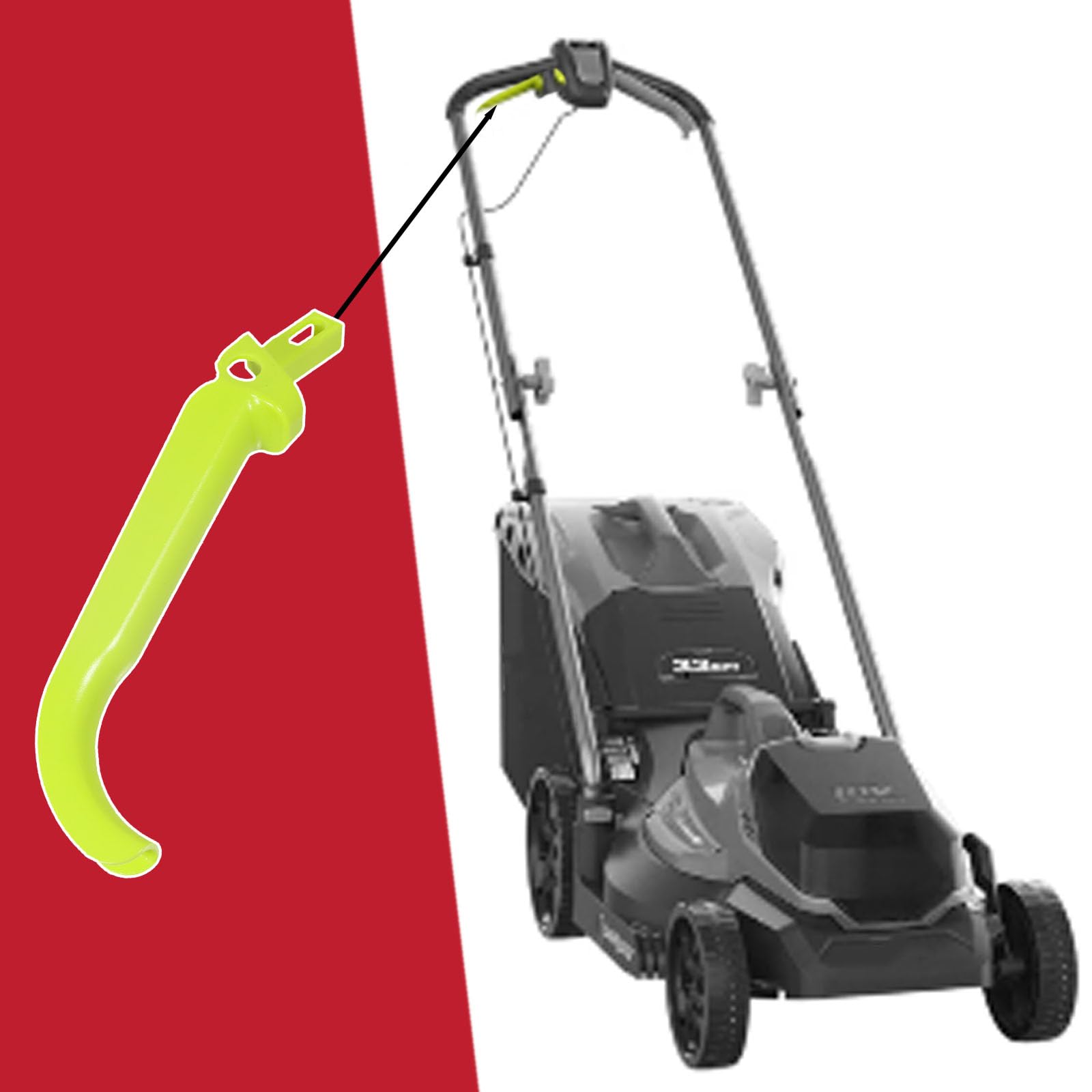Spares2go Switch Control Handle Lever for Ryobi OLM1833B 18V ONE+ Lawnmower (Right Hand), Green, RH Handle - Image 3