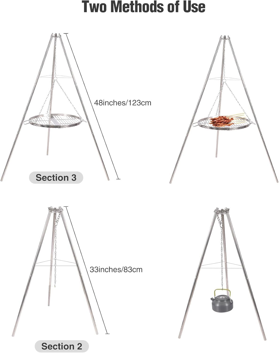 Griglia Barbecue Rotonda Con Manico 54,5 Cm Picnic Campeggio In Acciaio Inox | Leroy Merlin