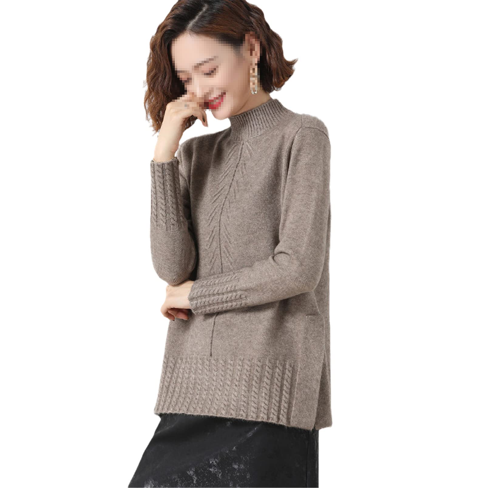 Autunno Inverno Mock Neck Maglia Maglione Donne Split Mezza Dolcevita Manica Lunga Pullover