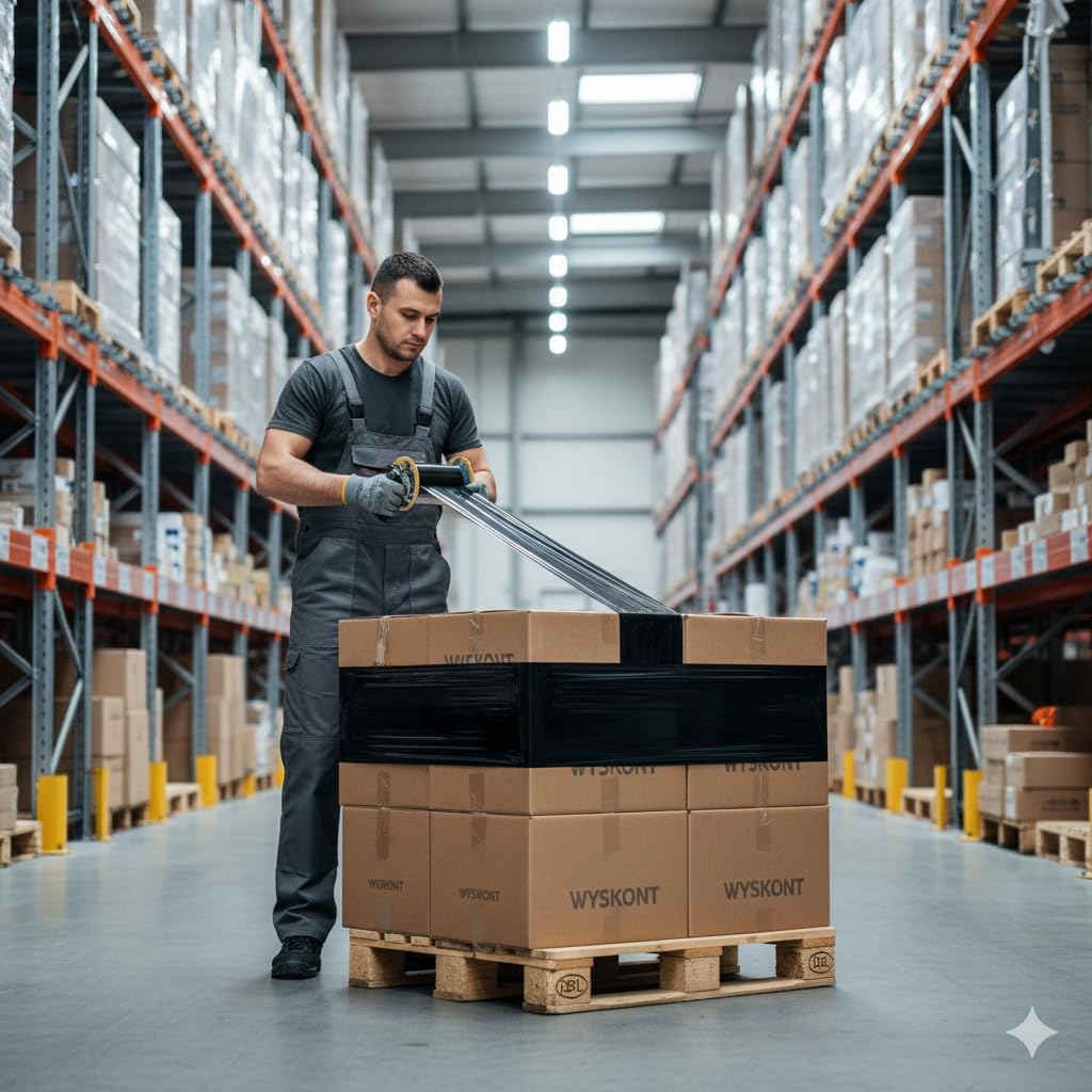 Stretchfolie 23 µm – 2,5 kg • 2,2 KG netto • 250 m • 50 cm Breite | Premium-Handstretchfolie für Verpackung, Paletten, Umzug & Versand | Reißfest, elastisch | Industriequalität | Schwarz | 6 Stück