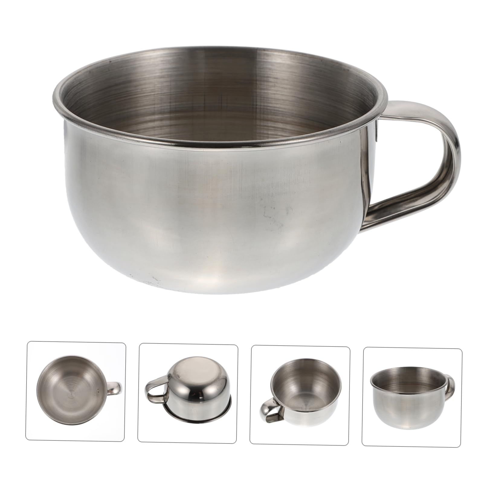 FRCOLOR 3 Piezas tazón de jabón de afeitar tazas de afeitar para hombres crema de afeitar de viaje recipiente burbujeante de afeitar recipiente de afeitar con asa Acero inoxidable