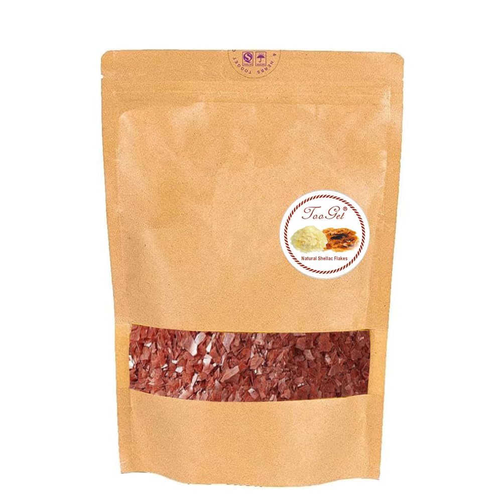 TooGet 8OZ Shellac Flakes Blonde Shellac Finish, Dark Purple Shellac Flakes for Wooden Home Decoration Household Painting Supplies