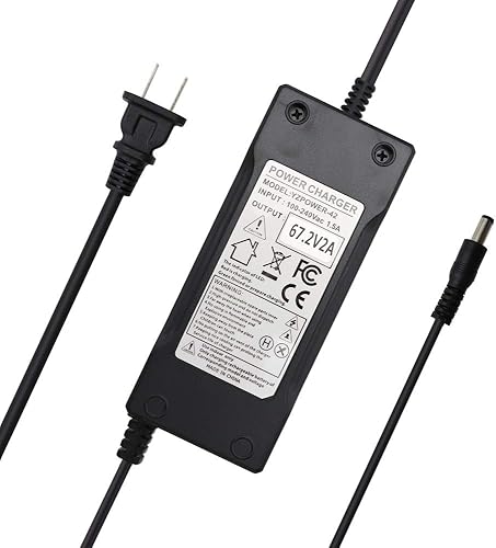 Abakoo Cargador de batería de litio de 60 V Salida 67.2V 2A para 16S 57.6V 59.2V 64V Paquete de baterías de litio DC 5.5mm2.0.039 in0.098 in Plug