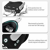 Vista 3 de TOMSIN Cubierta facial de silicona VR cubierta de agarre de control táctil cubierta frontal con cubierta de lente protector antitiro con correas