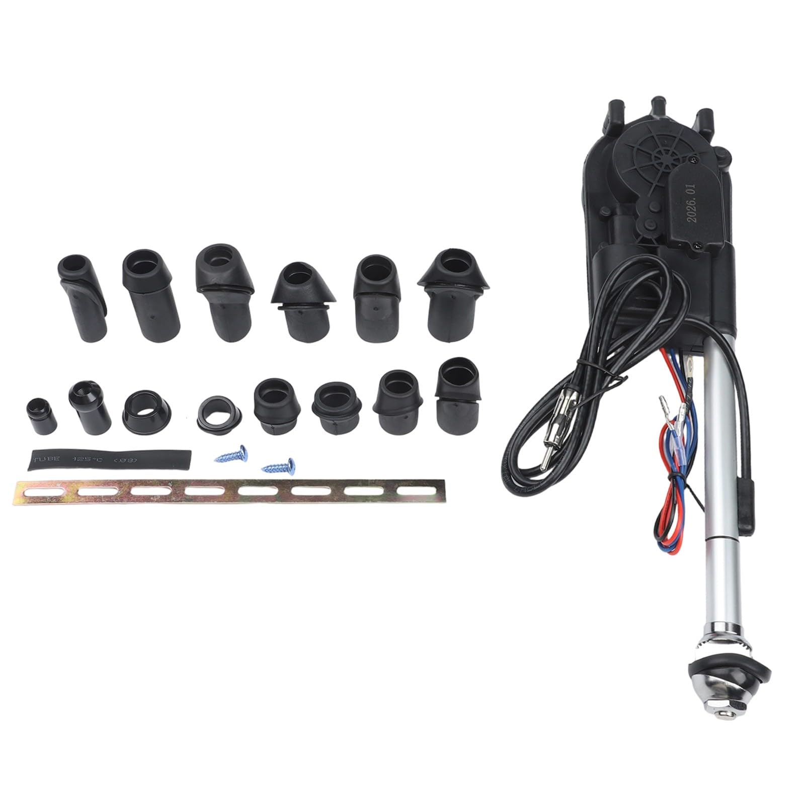 Kit de repuesto de antena de alimentación automática para Mercedes para Benz W140 W126 W124 W201, 75 cm, mástil de 5 secciones, antena eléctrica AM/FM con cable de 120 cm, compatible con modelos S