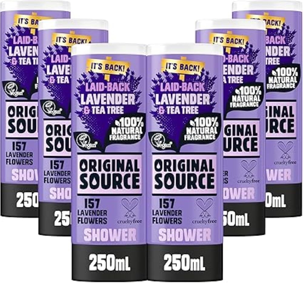 Lavender Shower Gel, 100 Percent Natural Fragrance, Vegan, Cruelty Free, Paraben Free, Bulk Buy, Pack of 6 x 250 ml