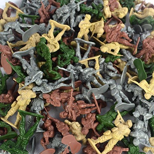 Wankko 2-Inch Plastic Army Men Action Figures, 10 Unique Sculpts, Pack of 100 (Silver)